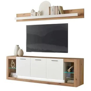 Wohnwand - braun - Materialmix - 198 cm - 170 cm | Möbel Kraft