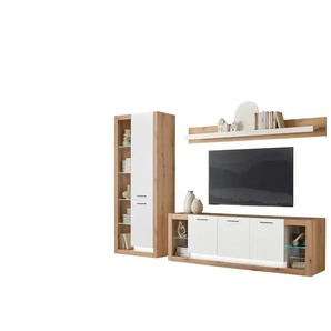 Wohnwand - braun - Materialmix - 298 cm - 195 cm | Möbel Kraft
