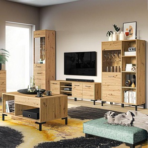 Wohnwand braun NASSAU-131 Modern, Artisan Eiche Nb. 4-teilig mit Couchtisch