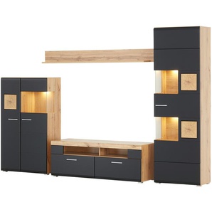 Wohnwand  Cortina ¦ schwarz ¦ Maße (cm): B: 325 H: 205 T: 47.0