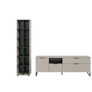 Wohnwand - creme - Materialmix - 245 cm - 192 cm | Möbel Kraft