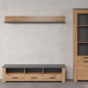 Wohnwand Follow, Matera Melamin, Artisan Eiche Nachbildung