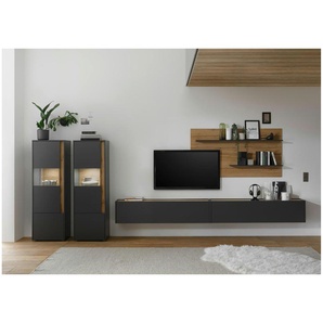 Wohnwand  Cande ¦ grau ¦ Maße (cm): B: 440 H: 180