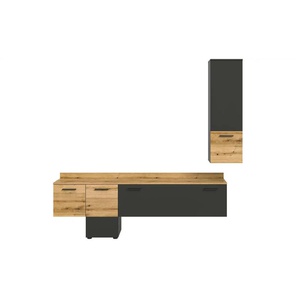 Wohnwand - grau - Materialmix - 195 cm - 196 cm | Möbel Kraft