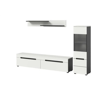 Wohnwand - grau - Materialmix - 221 cm - 141 cm | Möbel Kraft