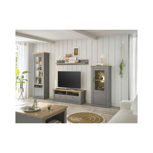 Wohnwand - grau - Materialmix - 296 cm - 44 cm | Möbel Kraft