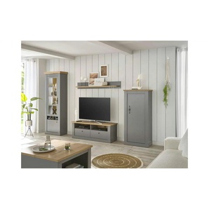 Wohnwand - grau - Materialmix - 296 cm - 44 cm | Möbel Kraft