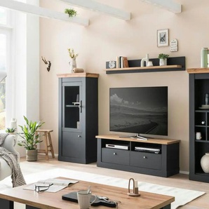 Wohnwand - grau - Materialmix - 334 cm - 45 cm | Möbel Kraft