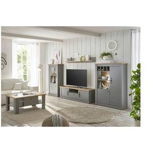 Wohnwand - grau - Materialmix - 352 cm - 44 cm | Möbel Kraft