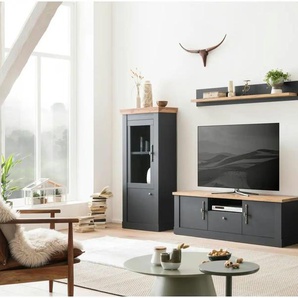Wohnwand - grau - Materialmix - 357 cm - 45 cm | Möbel Kraft