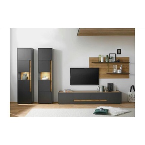 Wohnwand - grau - Materialmix - 400 cm - 45 cm | Möbel Kraft