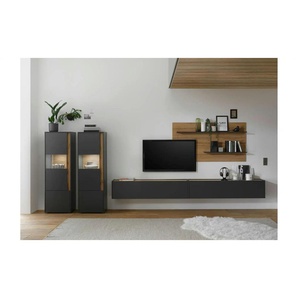 Wohnwand - grau - Materialmix - 440 cm - 180 cm - cm 40,0 | Möbel Kraft