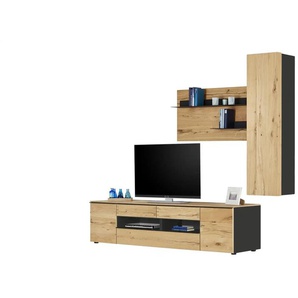 Wohnwand - holzfarben - Materialmix - 267 cm - 195 cm - cm 55,0 | Möbel Kraft
