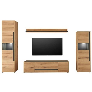 Wohnwand - holzfarben - Materialmix - 310 cm - 197 cm | Möbel Kraft