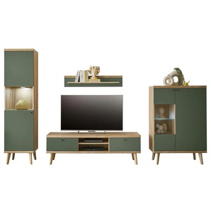 Wohnwand - holzfarben - Materialmix - 320 cm - 197 cm | Möbel Kraft