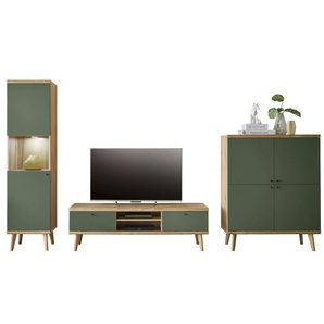 Wohnwand - holzfarben - Materialmix - 337 cm - 197 cm | Möbel Kraft