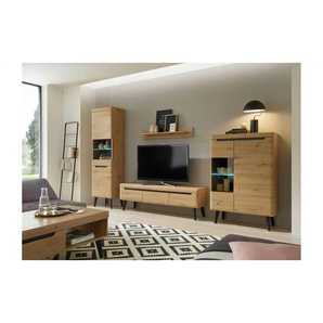 Wohnwand - holzfarben - Materialmix - 343 cm - 197 cm - cm 40,0 | Möbel Kraft