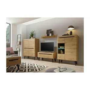 Wohnwand - holzfarben - Materialmix - 344 cm - 170 cm - cm 40,0 | Möbel Kraft