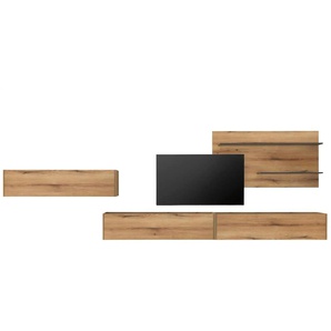 Wohnwand - holzfarben - Materialmix - 400 cm - 180 cm | Möbel Kraft