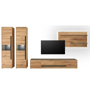 Wohnwand - holzfarben - Materialmix - 400 cm - 197 cm | Möbel Kraft