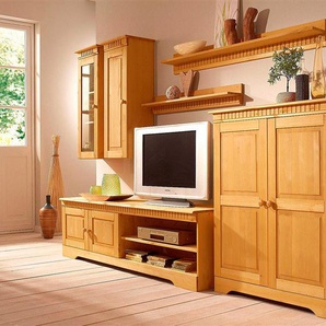 Wohnwand HOME AFFAIRE Kastenmöbel-Sets beige (natur gebeizt, gewachst) Wohnwände Set aus: 2 Hängeschränken, Lowboard und Kommode