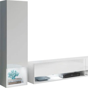 Wohnwand INOSIGN Amadeo, weiß (weiß, weiß), B:290cm H:130cm T:31cm, Kastenmöbel-Sets
