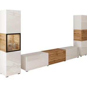 Wohnwand INOSIGN Berlin Kastenmöbel-Sets braun (weiß, weiß hochglanz, eichefarben wotan) Wohnwände (3-tlg.), hängend und stehend montierbar