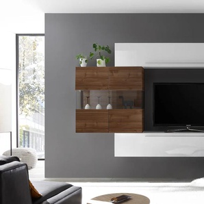 Wohnwand INOSIGN Infinity Kastenmöbel-Sets weiß (weiß hochglanz lack, nussbaumfarben dunkel) Wohnwände
