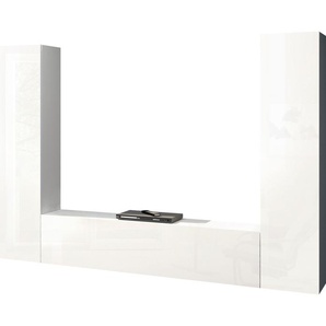 Wohnwand INOSIGN Maruska Kastenmöbel-Sets Gr. B/H/T: 260 cm x 180 cm x 30 cm, weiß (weiß hochglanz, hochglanz) Holzstruktur Wohnwände