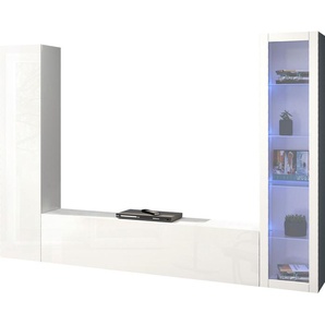 Wohnwand INOSIGN Maruska Kastenmöbel-Sets Gr. B/H/T: 260 cm x 180 cm x 30 cm, weiß (weiß hochglanz, hochglanz) Holzstruktur Wohnwände