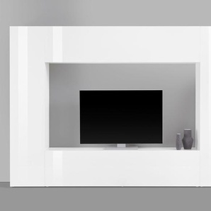 Wohnwand INOSIGN Maruska Kastenmöbel-Sets Gr. B/H/T: 260 cm x 180 cm x 30 cm, weiß (weiß hochglanz) Holzstruktur Wohnwände