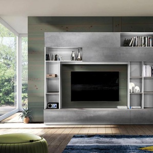 Wohnwand INOSIGN Praktiko Kastenmöbel-Sets Gr. B/H/T: 277 cm x 209 cm x 40 cm, weiß (weiß, beton, optik) Wohnwände