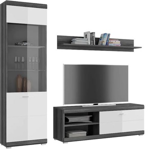 Wohnwand INOSIGN Siena Kastenmöbel-Sets weiß (rauchsilber nb, hochglanz mdf tz) Wohnwände