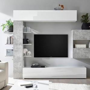 Wohnwand INOSIGN Sorano Kastenmöbel-Sets weiß (weiß matt, hochglanz lack, beton, optik) Wohnwände
