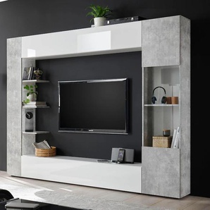 Wohnwand INOSIGN Sorano Kastenmöbel-Sets weiß (weiß matt, hochglanz lack, beton, optik) Wohnwände