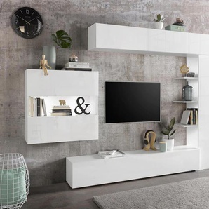 Wohnwand INOSIGN Sorano Kastenmöbel-Sets weiß (weiß matt, hochglanz lack) Wohnwände mit Hängeschrank
