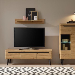 Wohnwand INOSIGN Torge Kastenmöbel-Sets schwarz (eiche artisan dekor, eiche applikationen schwarz) Holz Wohnwände Wohnwand Kastenmöbel-Sets