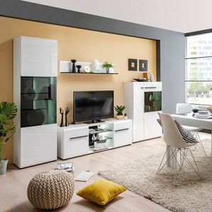Wohnwand INOSIGN Trentino Kastenmöbel-Sets weiß (weiß hochglanz mit schwarzen absetzungen) Wohnwände