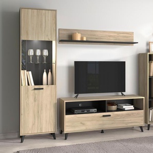 Wohnwand INOSIGN Umbria Kastenmöbel-Sets schwarz (grau eichefarben, schwarz) Holz Wohnwände Wohnwand Kastenmöbel-Sets