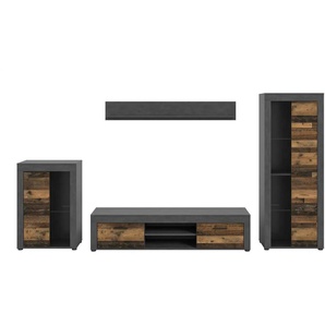 Wohnwand Jam - schwarz - Materialmix - 310 cm - 169 cm | Möbel Kraft