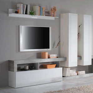 Wohnwand LC Hamburg Kastenmöbel-Sets grau (weiß, betonoptik) Wohnwände