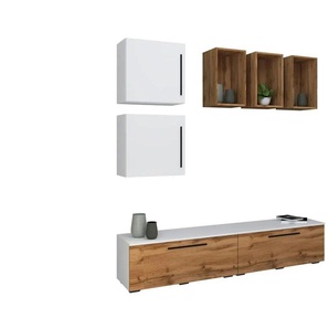 Wohnwand - mehrfarbig - Materialmix - 190 cm - 200 cm | Möbel Kraft