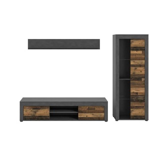 Wohnwand - schwarz - Materialmix - 235 cm - 159 cm | Möbel Kraft