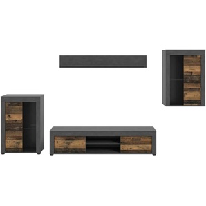 Wohnwand - schwarz - Materialmix - 310 cm - 169 cm | Möbel Kraft