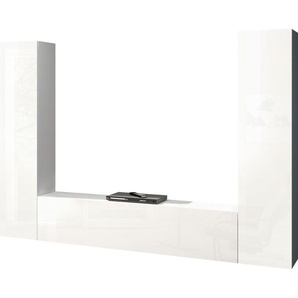 Wohnwand TECNOS Maruska Kastenmöbel-Sets Gr. B/H/T: 260 cm x 180 cm x 30 cm, weiß (weiß hochglanz, hochglanz) Wohnwände