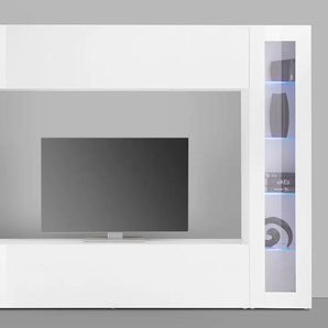 Wohnwand TECNOS Maruska Kastenmöbel-Sets Gr. B/H/T: 260 cm x 180 cm x 30 cm, weiß (weiß hochglanz) Wohnwände Front Korpus Hochglanz
