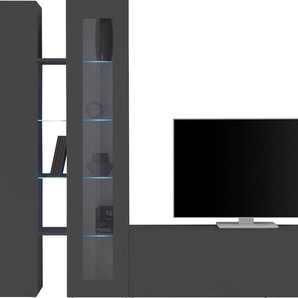 Wohnwand TECNOS Maruska Kastenmöbel-Sets Gr. B/H/T: 280 cm x 180 cm x 30 cm, grau (anthrazit, anthrazit) Wohnwände