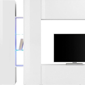 Wohnwand TECNOS Maruska Kastenmöbel-Sets Gr. B/H/T: 280 cm x 180 cm x 30 cm, weiß (weiß hochglanz, hochglanz) Wohnwände