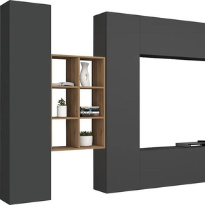 Wohnwand TECNOS Maruska Kastenmöbel-Sets Gr. B/H/T: 320 cm x 180 cm x 30 cm, grau (anthrazit, anthrazit) Wohnwände