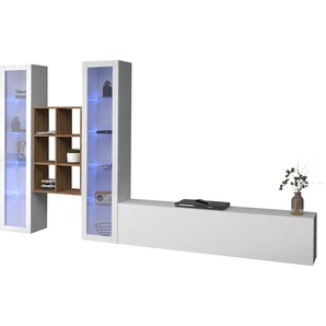 Wohnwand TECNOS Maruska Kastenmöbel-Sets Gr. B/H/T: 320 cm x 180 cm x 30 cm, weiß (weiß hochglanz, hochglanz) Wohnwände